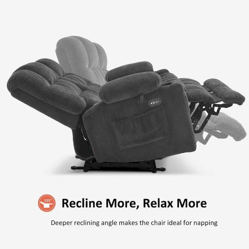 MCombo Power Reclining Loveseat With Heat, Vibration, Cupholders And USB Charge Ports - RS6314