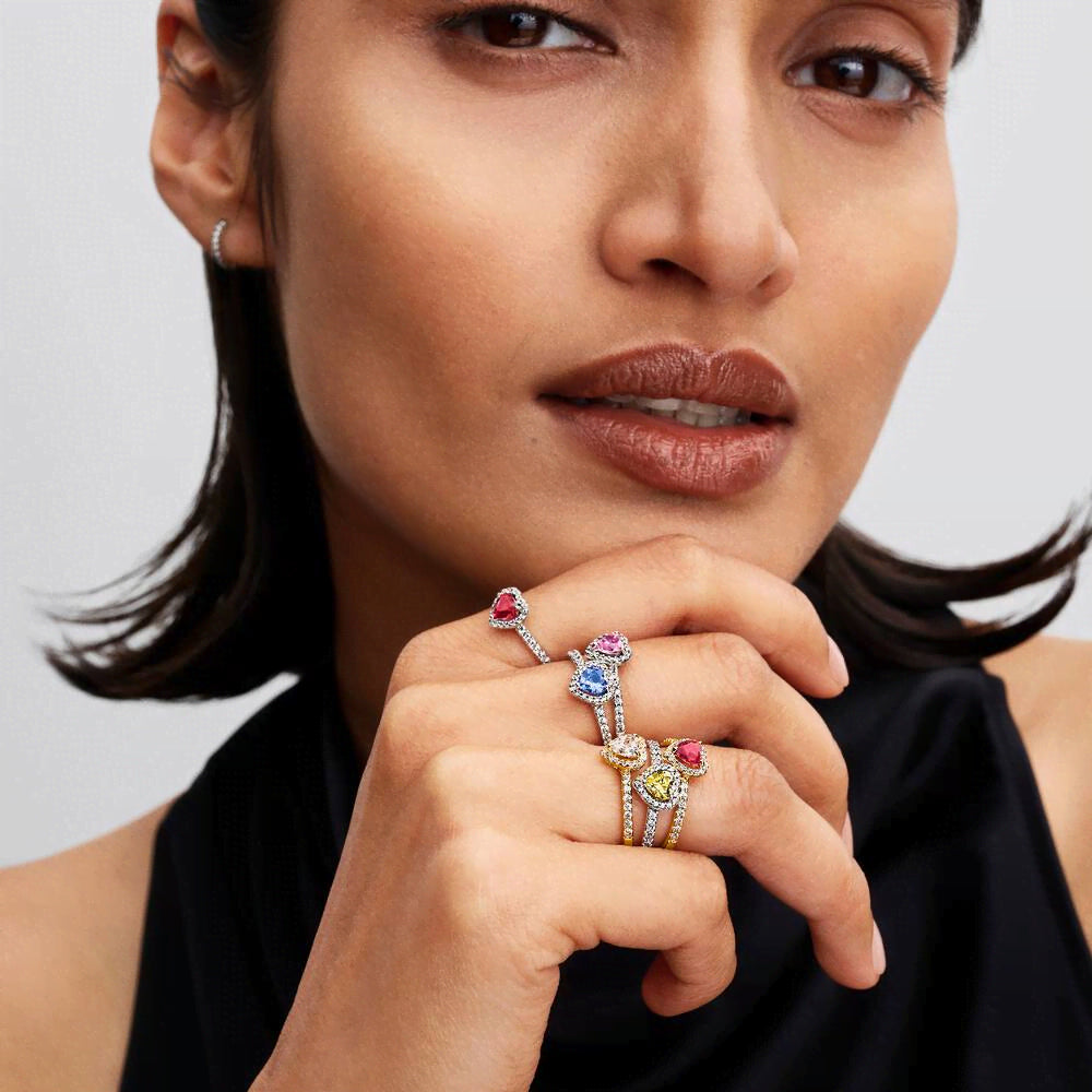 Sparkling Elevated Heart Ring