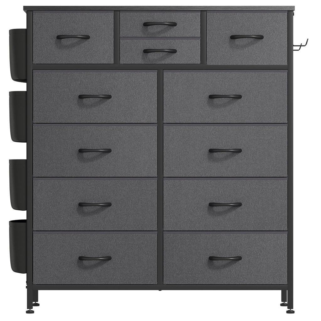 12-Drawer Fabric Dresser With Wood Top And Metal Frame