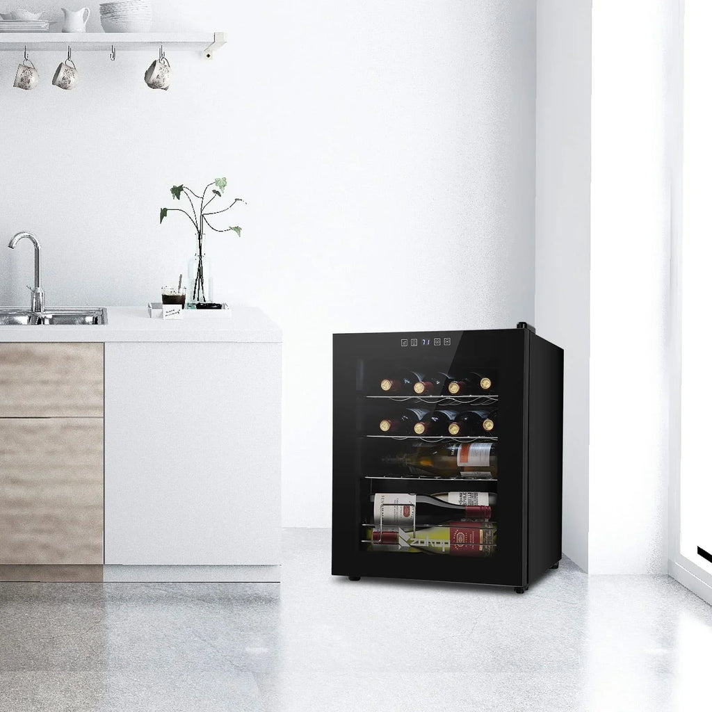 Zimtown 16 Bottle Compressor Wine Cooler Refrigerator, Black - Digital Temperature Control With Lock