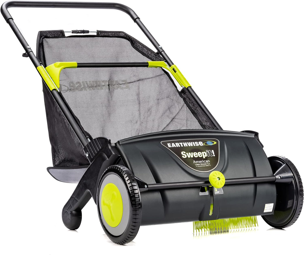 21-Inch Leaf And Grass Push Lawn Sweeper - Black