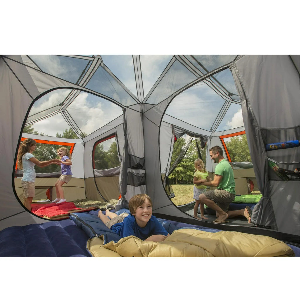 Ozark Trail Instant Cabin Tent, Sleeps 12, 3 Rooms, Brown/Red, 16 in x 16 in - WMT-161682B
