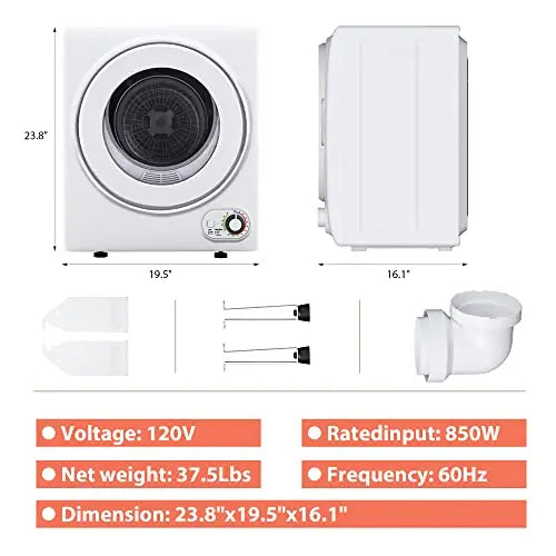 Euhomy Portable Clothes Dryer 110V 850W 1.5 cu.ft - Compact Laundry Dryer