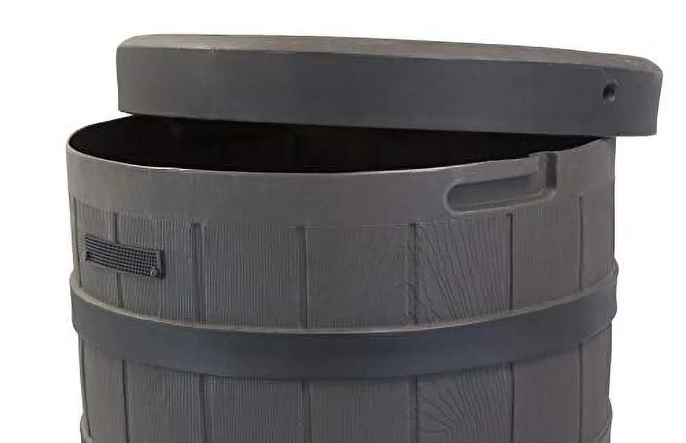 Good Ideas Rain Wizard Rain Barrel 50 Gallon American Oak With Darkened Ribs