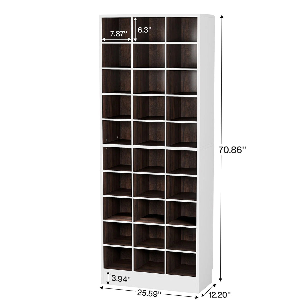 10-Tier Tall Shoe Cabinet, 30-Pair White Engineered Wood Shoe Storage Rack