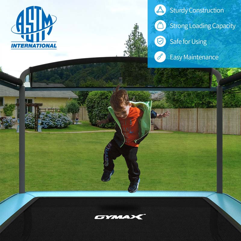 6 FT Kids Rectangle Trampoline With Swing And Safety Fence - ASTM Approved, Ages 3-8