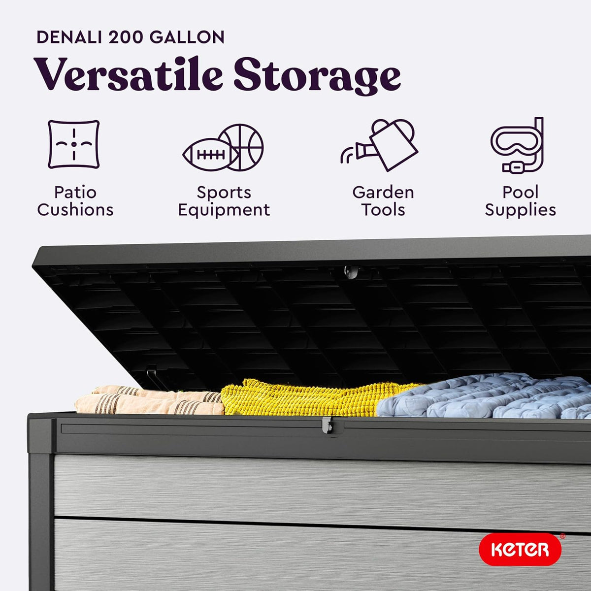 200 Gallon Resin Deck Box, 59.7 in L x 28.5 in W x 35.4 in H