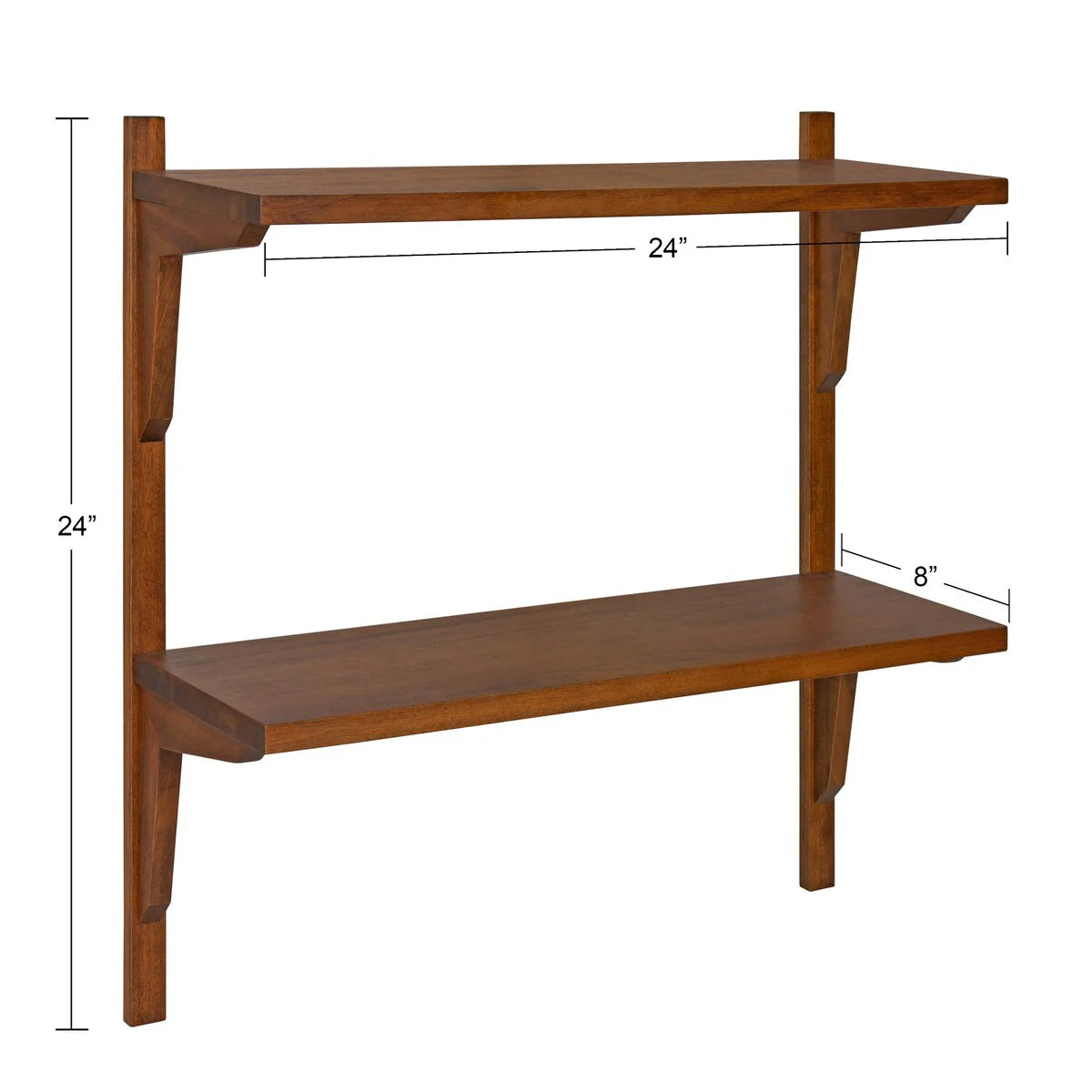 Mid-Century Wall Shelves, 24x8x24 Inch Decorative Wall-Mounted Storage And Display Shelving