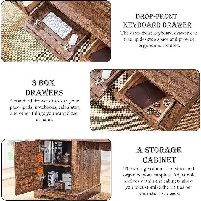 60' Farmhouse Wood Executive Computer Desk - 22'D x 60'W x 30'H