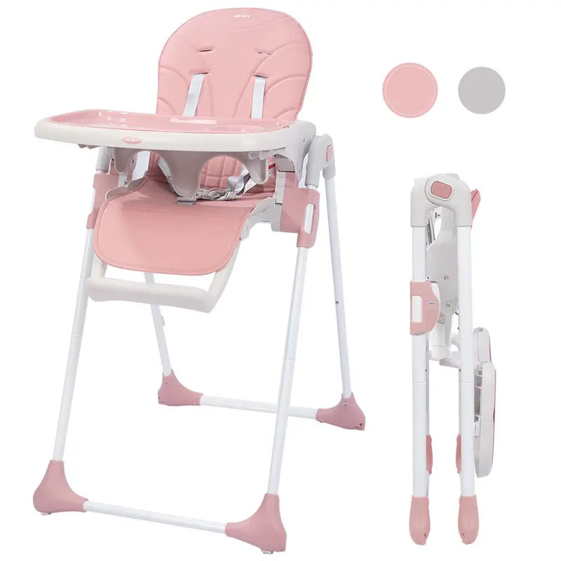 SEJOY Portable Folding Baby High Chair, Pink