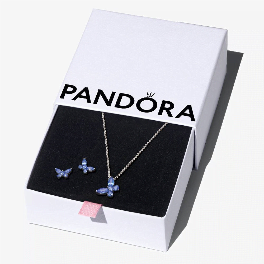 Sparkling Blue Butterfly Jewelry Gift Set