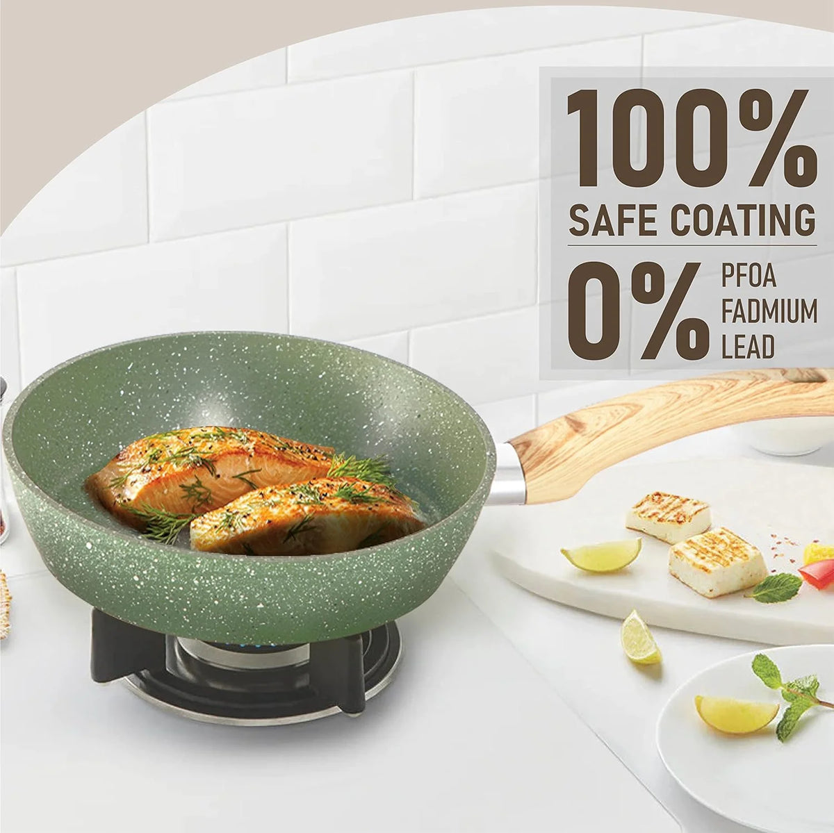 Kitchen Academy 12 Piece Green Granite Nonstick Induction Cookware Set - KA-CS01