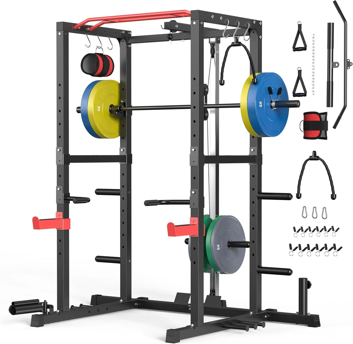 Sportsroyals Power Cage With Lat Pulldown, Black - Power Cage