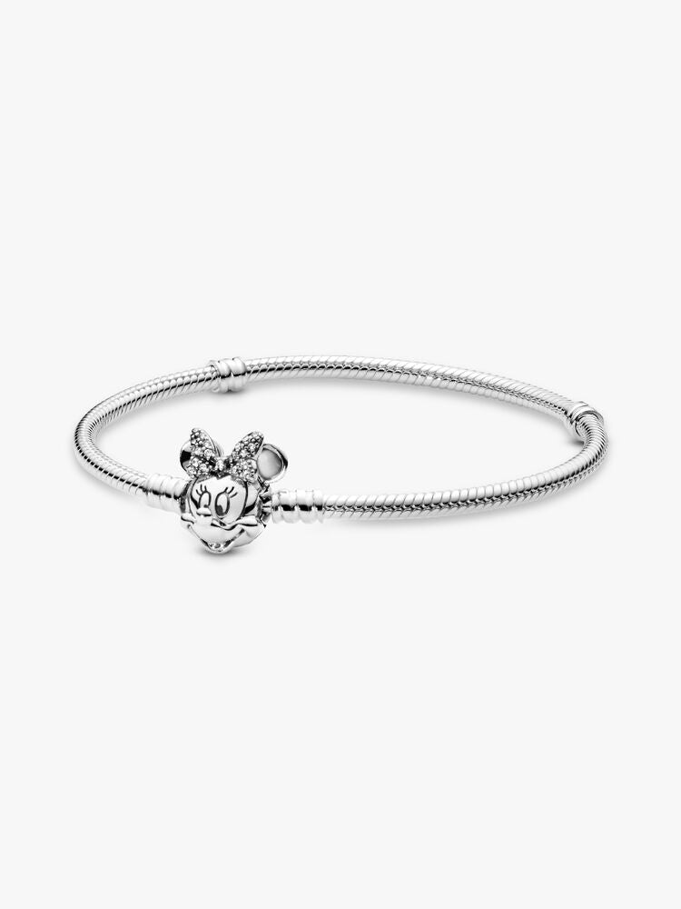 Disney Pandora Moments Pavé Minnie Mouse Clasp Snake Chain Bracelet