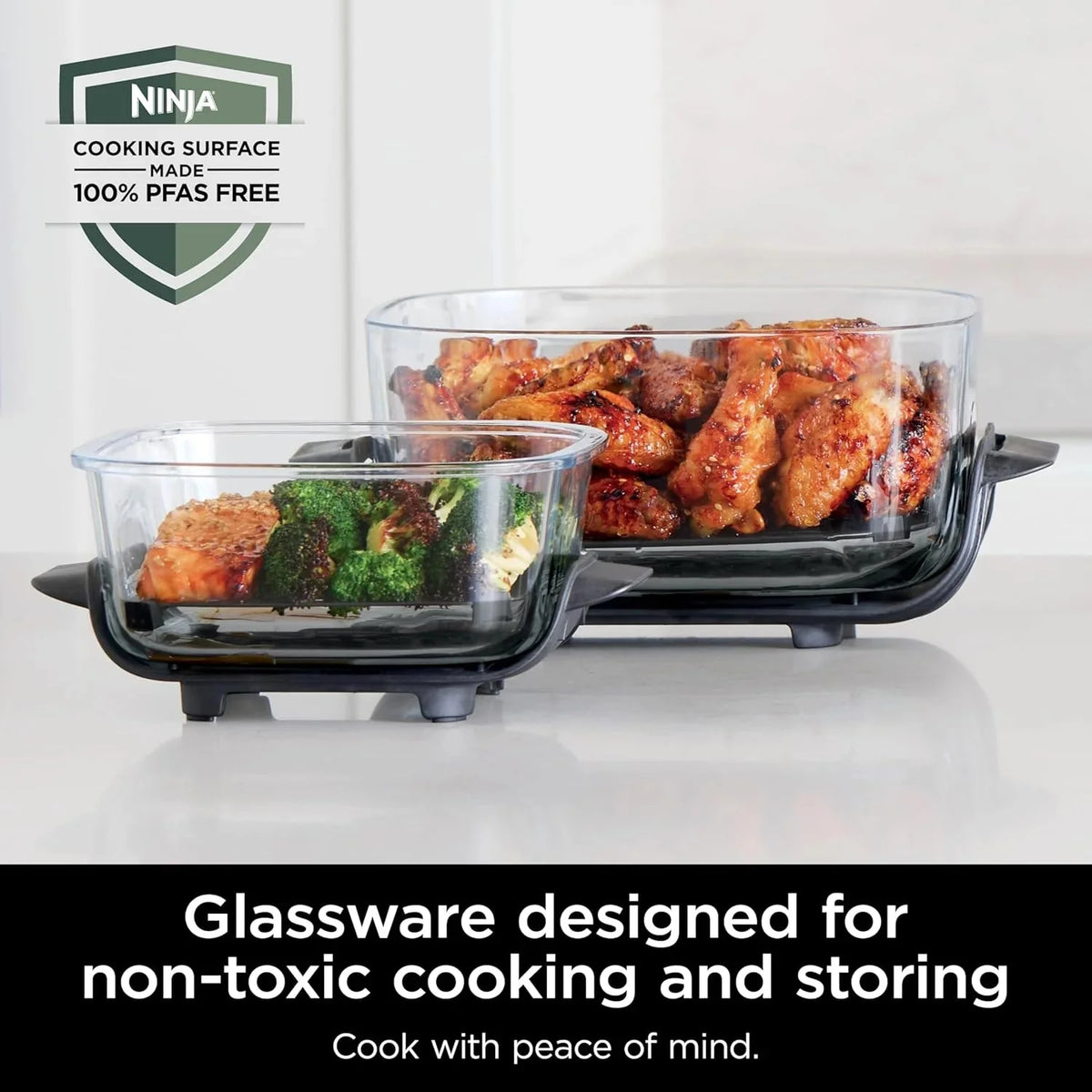 Ninja Crispi 4-in-1 Portable Glass Air Fryer Cooking System, 1500W, 4 QT And 6-Cup Containers