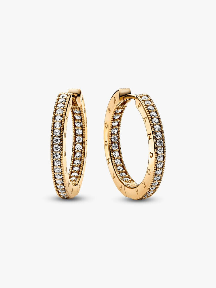 Pandora Signature Logo & Pavé Hoop Earrings
