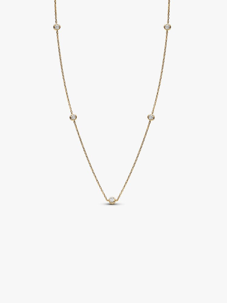 Pandora Era Bezel 14k Gold Lab-grown Diamond Station Necklace