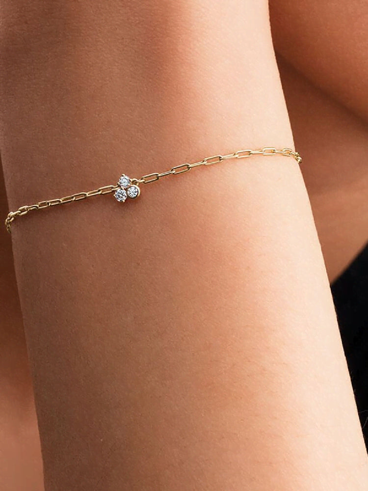Pandora Era Bezel Lab-Grown Diamond Cluster Paperclip Chain Bracelet
