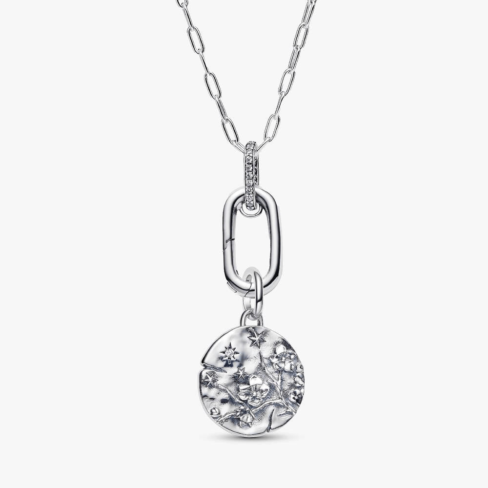 Cherry Blossom Medallion Charm Necklace Set