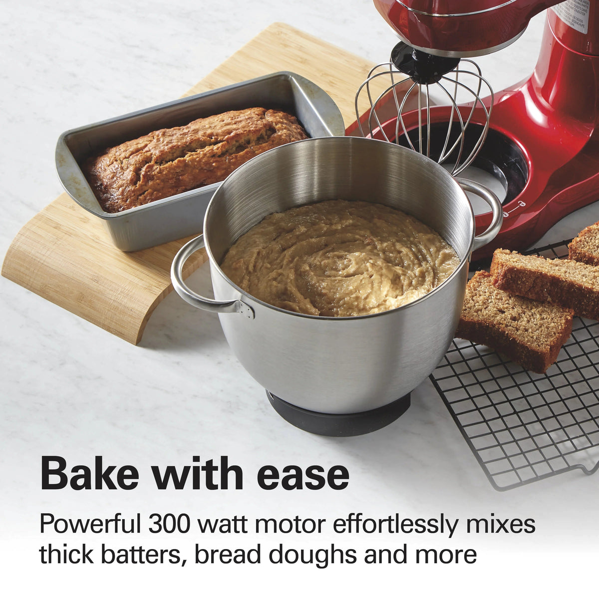 Hamilton Beach 4 Quart 7-Speed Tilt-Head Stand Mixer With Dough Hook, Whisk And Flat Beater - Black