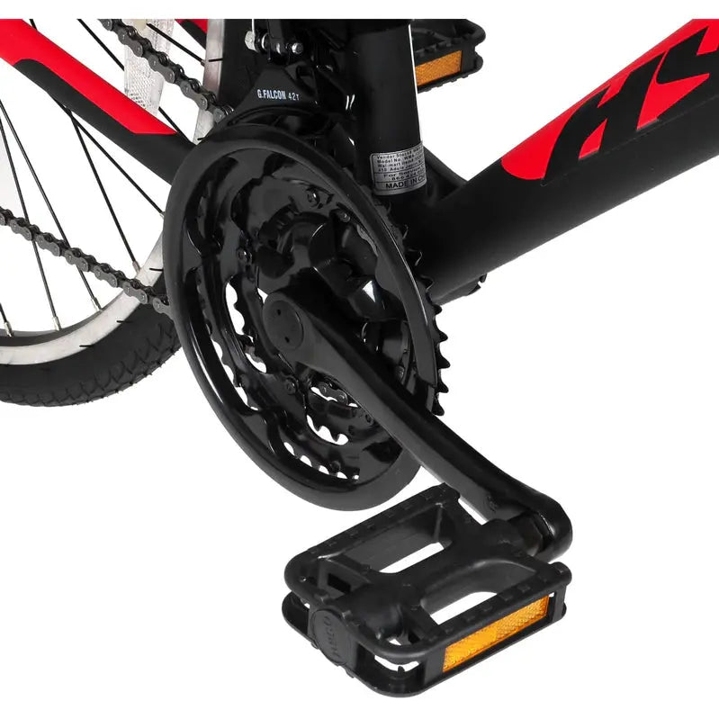 Hyper Bicycle 700C Men's Spin Fit Hybrid Bike, 21-Speed, Black/Red