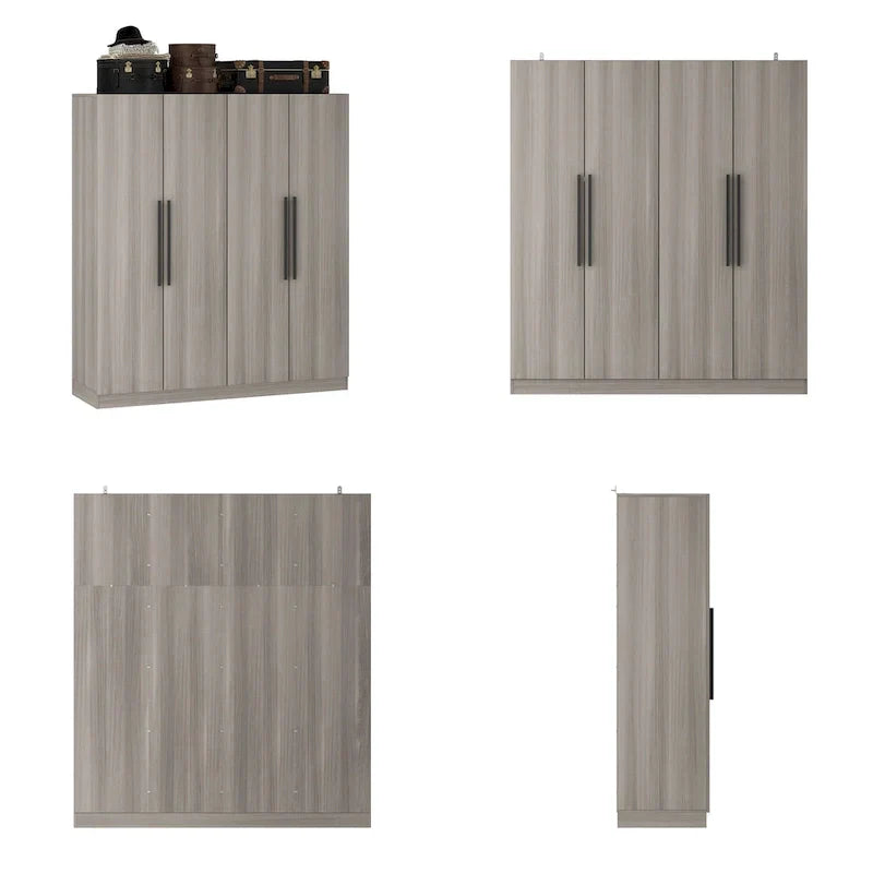 FUFU&GAGA Freestanding Solid Wood Wardrobe Closet With Storage Shelves