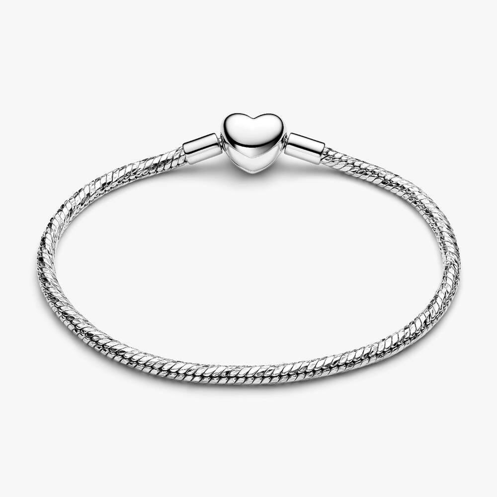 Heart Clasp Faceted Snake Chain Bracelet