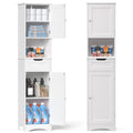 67 Inch Tall Narrow Bathroom Linen Storage Cabinet, 5-Tier Solid Wood Freestanding