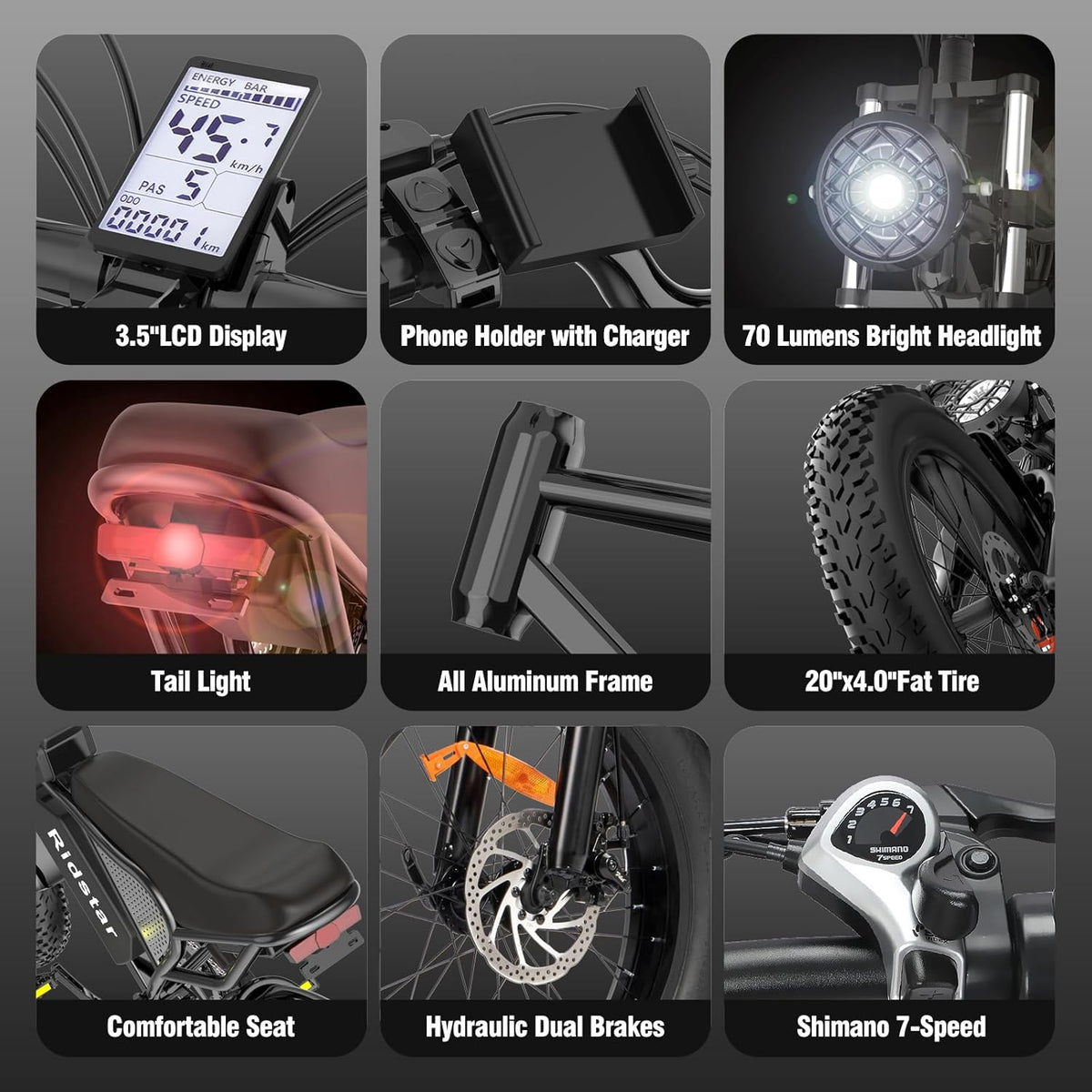 Electric Bike 2000W 37Mph 20in Fat Tires - Q20