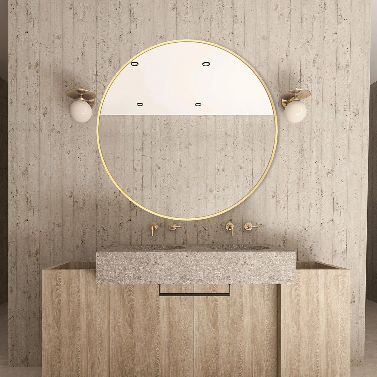 Round Bathroom Vanity Mirror, 24x24 / 36x36, Black, Brushed Gold or Silver