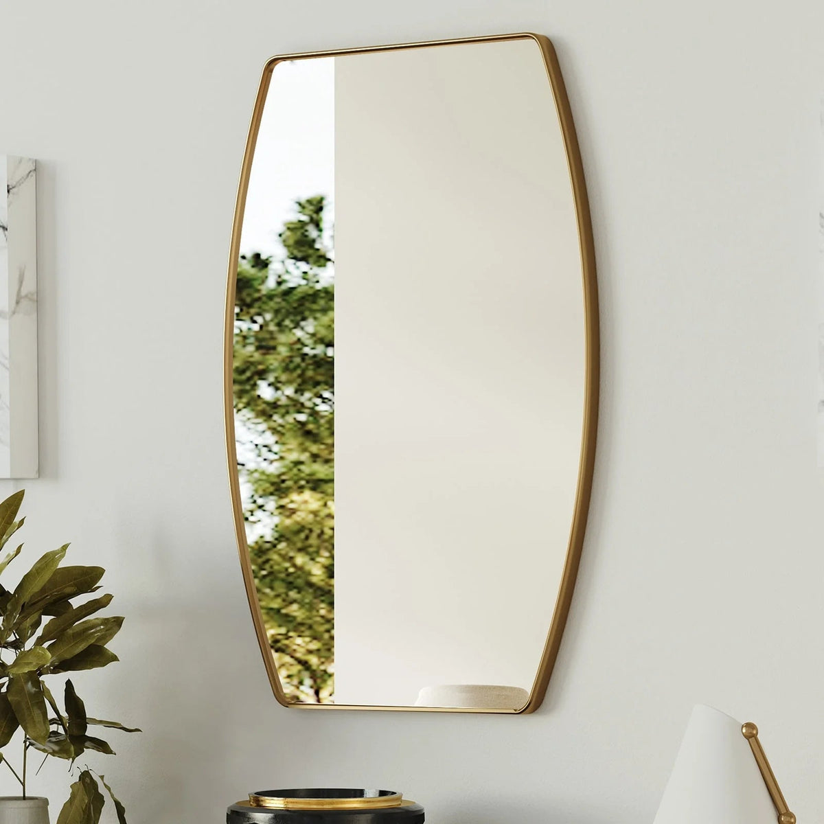 Oblong Metal Wall Mirror, 18 or 24 - Black, Gold, or Silver