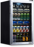 NewAir Beverage Refrigerator Cooler, 126 Cans, Stainless Steel, Right-Hinge Glass Door - AB-1200