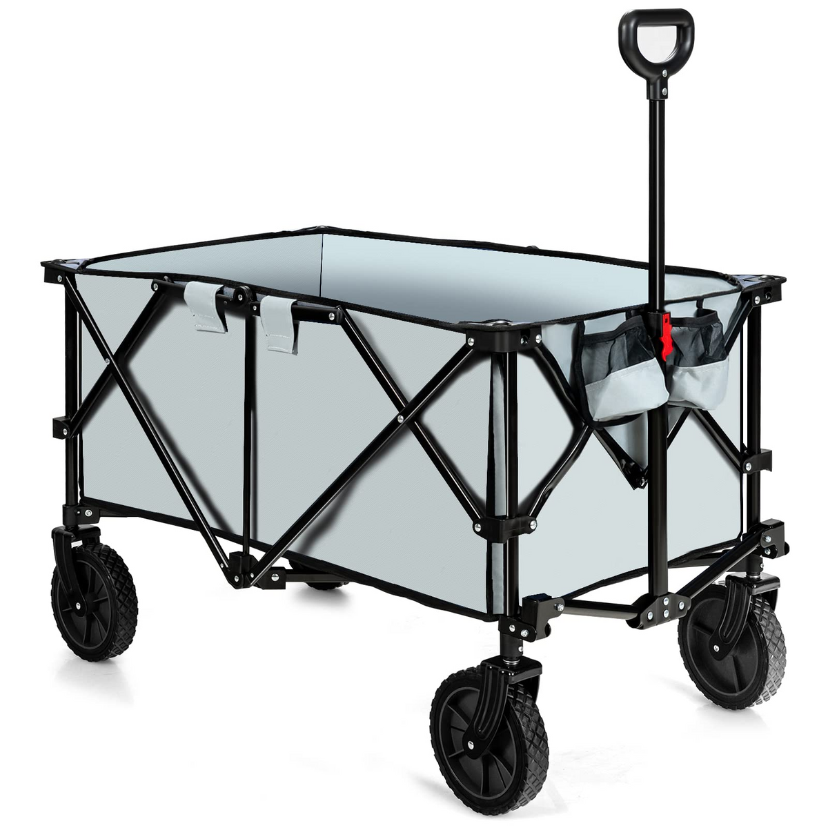 Collapsible Folding Utility Wagon Cart With 7.5 Cu. Ft. Capacity And Adjustable Handle