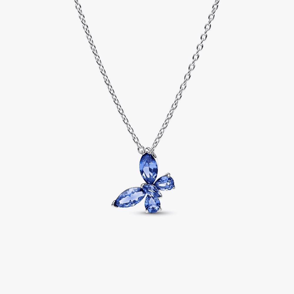 Winter Blue Butterfly Necklace and Earring Set