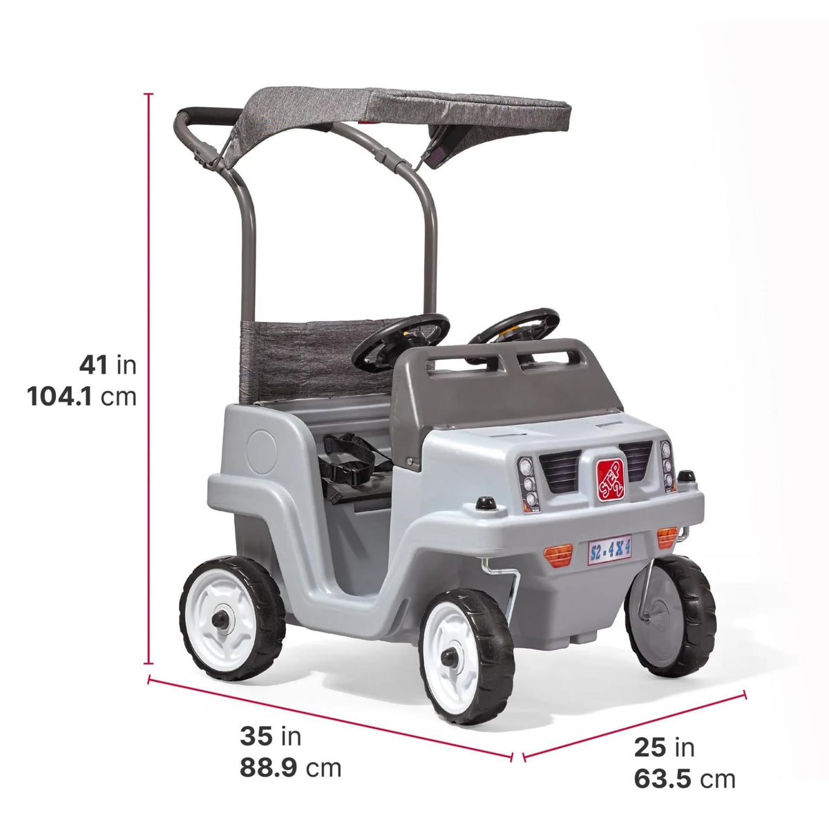 Kids 2-Seat Side-by-Side Push Ride-On SUV - Blue Or Gray