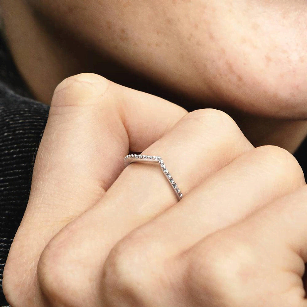FINAL SALE - Beaded Wishbone Ring