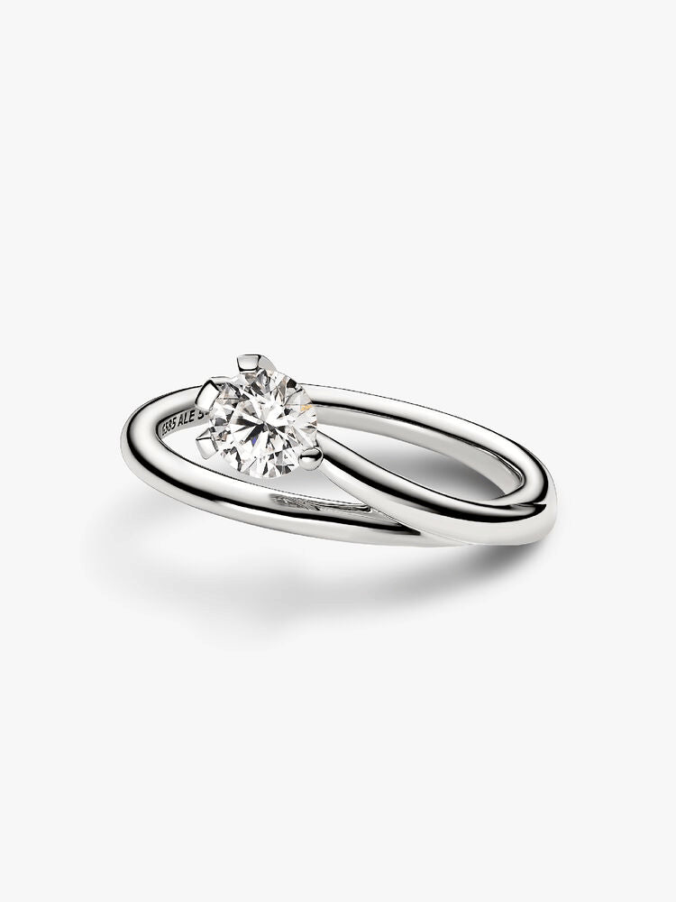 Pandora Nova 14k White Gold Lab-grown Diamond Asymmetric Ring