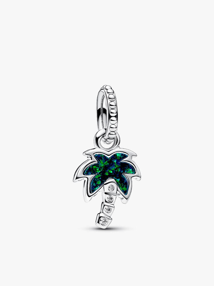Opalescent Green Palm Tree Dangle Charm