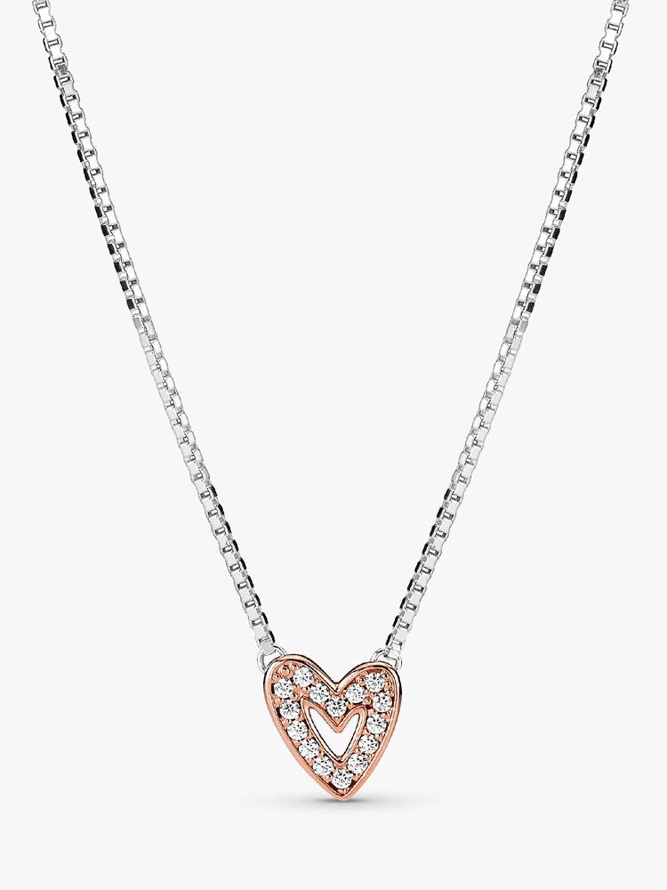 Sparkling Freehand Heart Necklace