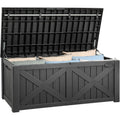 YITAHOME 120 Gallon Resin Outdoor Deck Box With X-Shaped Front, Dark Gray