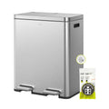 Stainless Steel Dual Compartment Step Trash Can, 30L + 30L