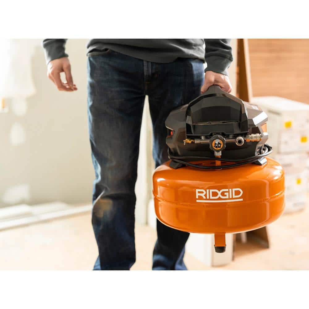 RIDGID 6 Gal. Portable Electric Pancake Air Compressor With 18GA Brad Nailer, 16GA Finish Nailer And 18GA Finish Stapler - R69603FK