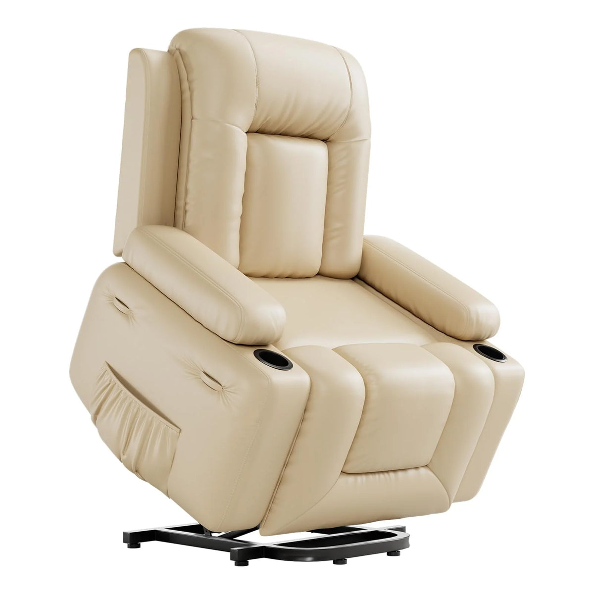 Power Lift Recliner Chair With Massage And Heat, Beige, 27 Seat Width, Cup Holders - SX-RQ-SF