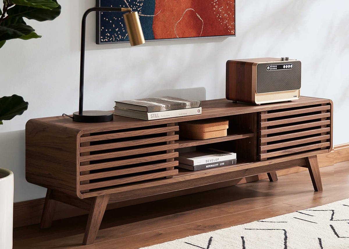 mopio Ensley 59in Walnut TV Stand for 55/60/65 inch TV