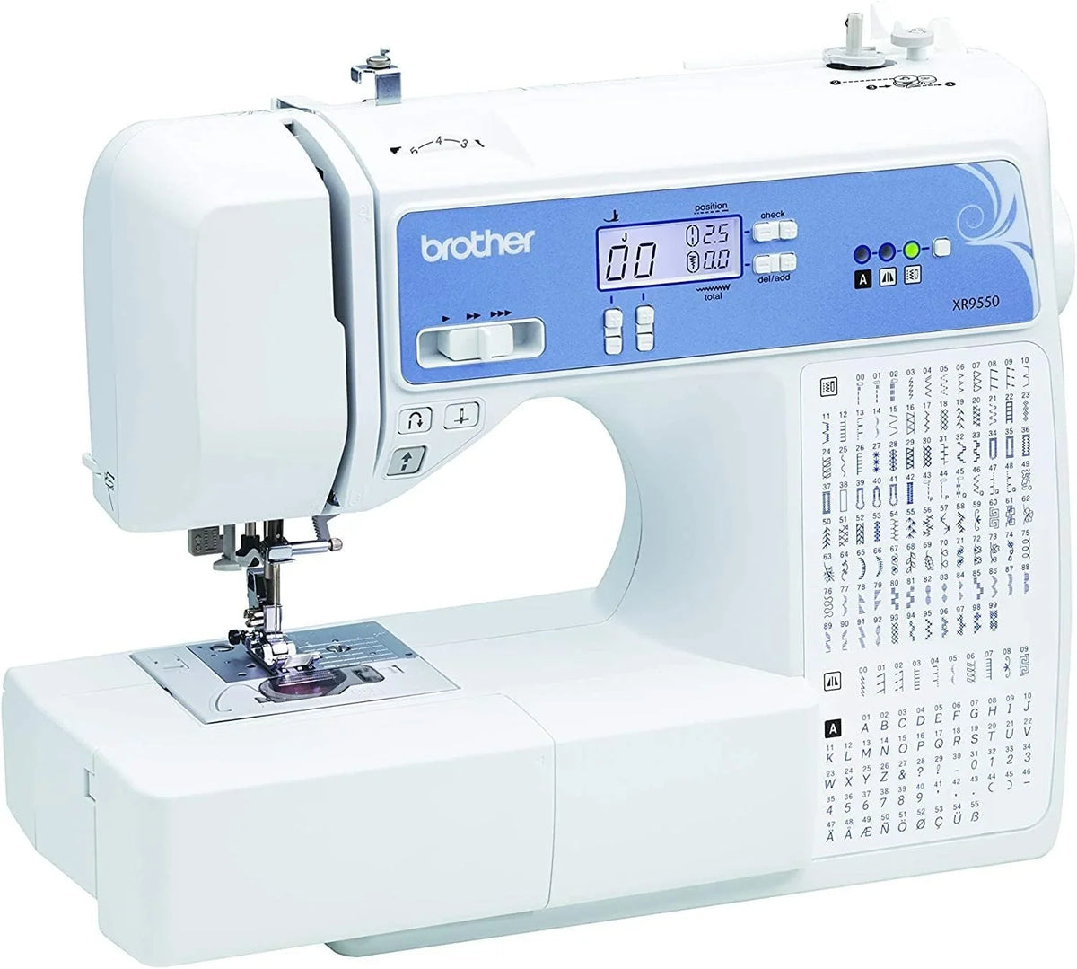 Brother Computerized Sewing And Quilting Machine, 165 Built-In Stitches, LCD Display, White, 20x12x17 - XR9550