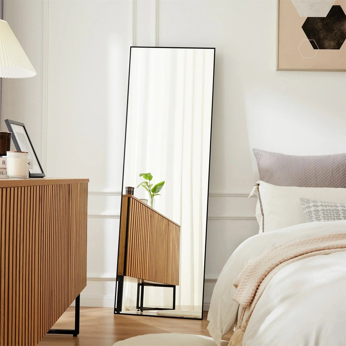 Full-Length Floor Mirror With Stand, Aluminum Alloy Frame - 71x30