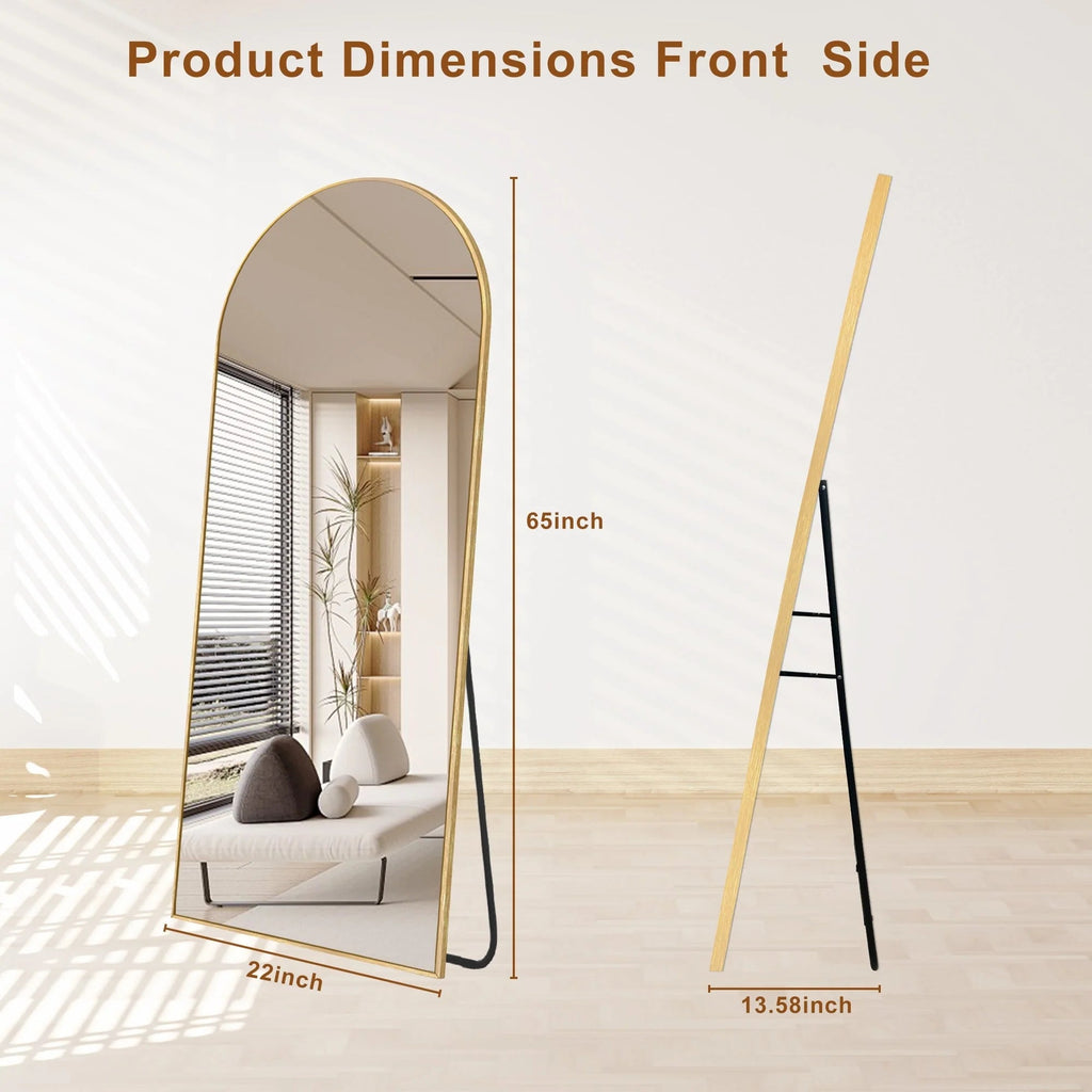Arched Full Length Floor Mirror With Aluminum Alloy Frame - 65x22, 71x24, 71x28, 71x32
