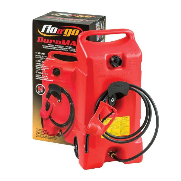 Scepter Flo N' Go DuraMax Portable Gas Fuel Tank With Pump, 14 Gallon, 2 Pack, Red