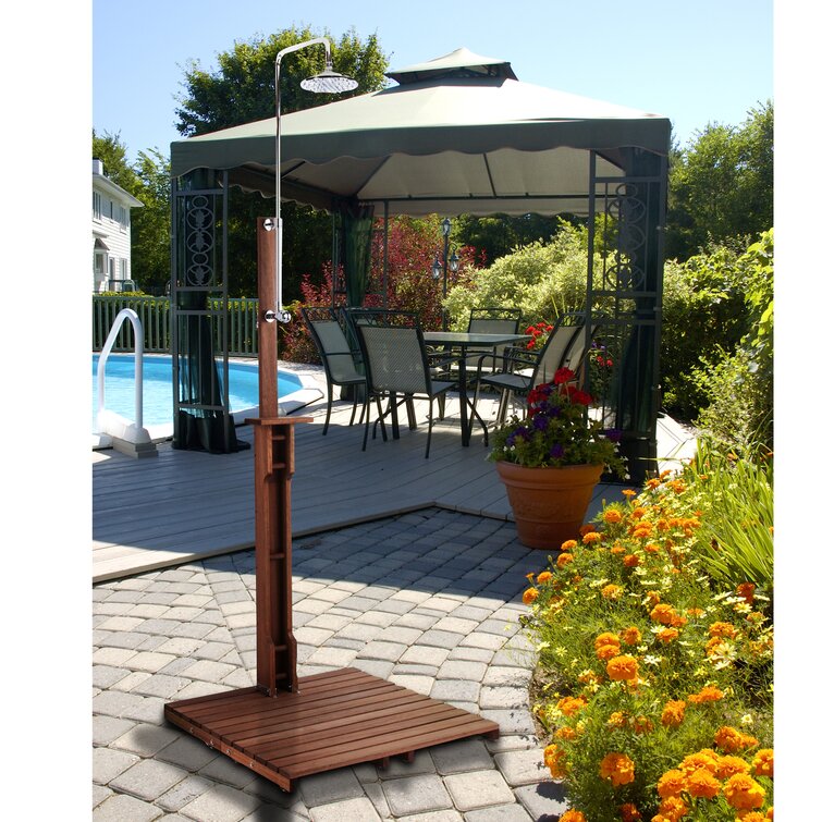Stainless Steel Freestanding Outdoor Shower With Duckboard, 94.5 in H