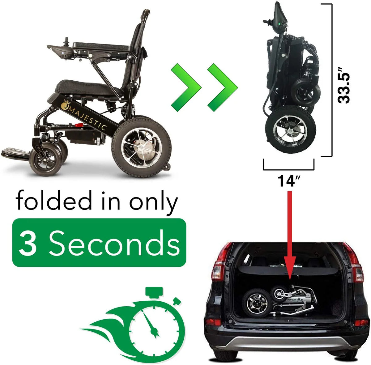 Comfy Go Folding Electric Power Wheelchair, 17.5 Seat Width